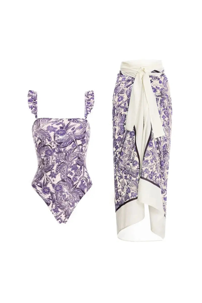 Dragonfly Ruffled Bikini Swimwear Set