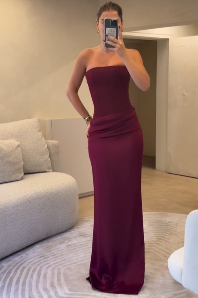 Fitted Off-The-Shoulder Maxi-Length Dress