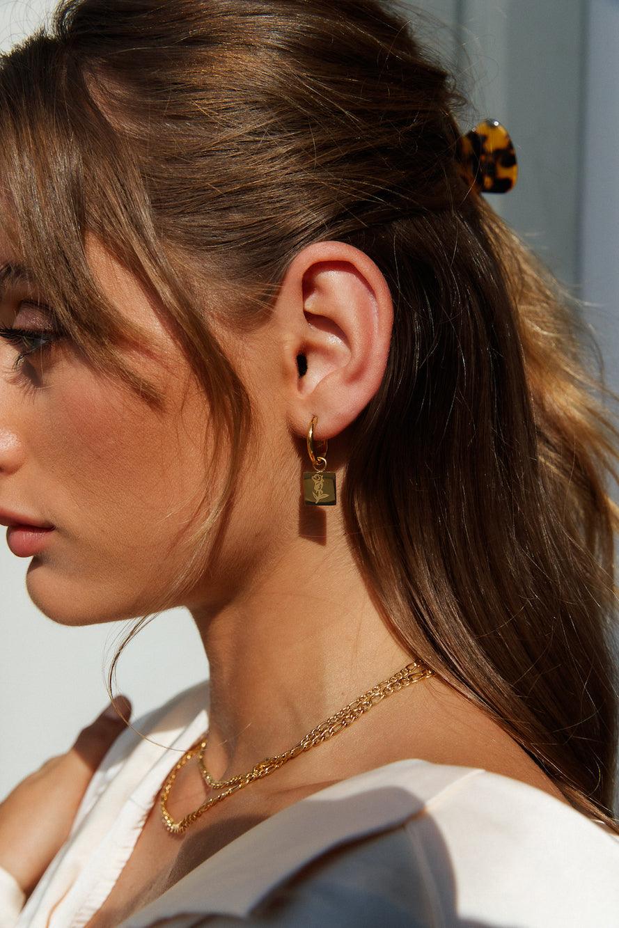 Statement 18K Gold Plated Crimson Heart Earrings Gold