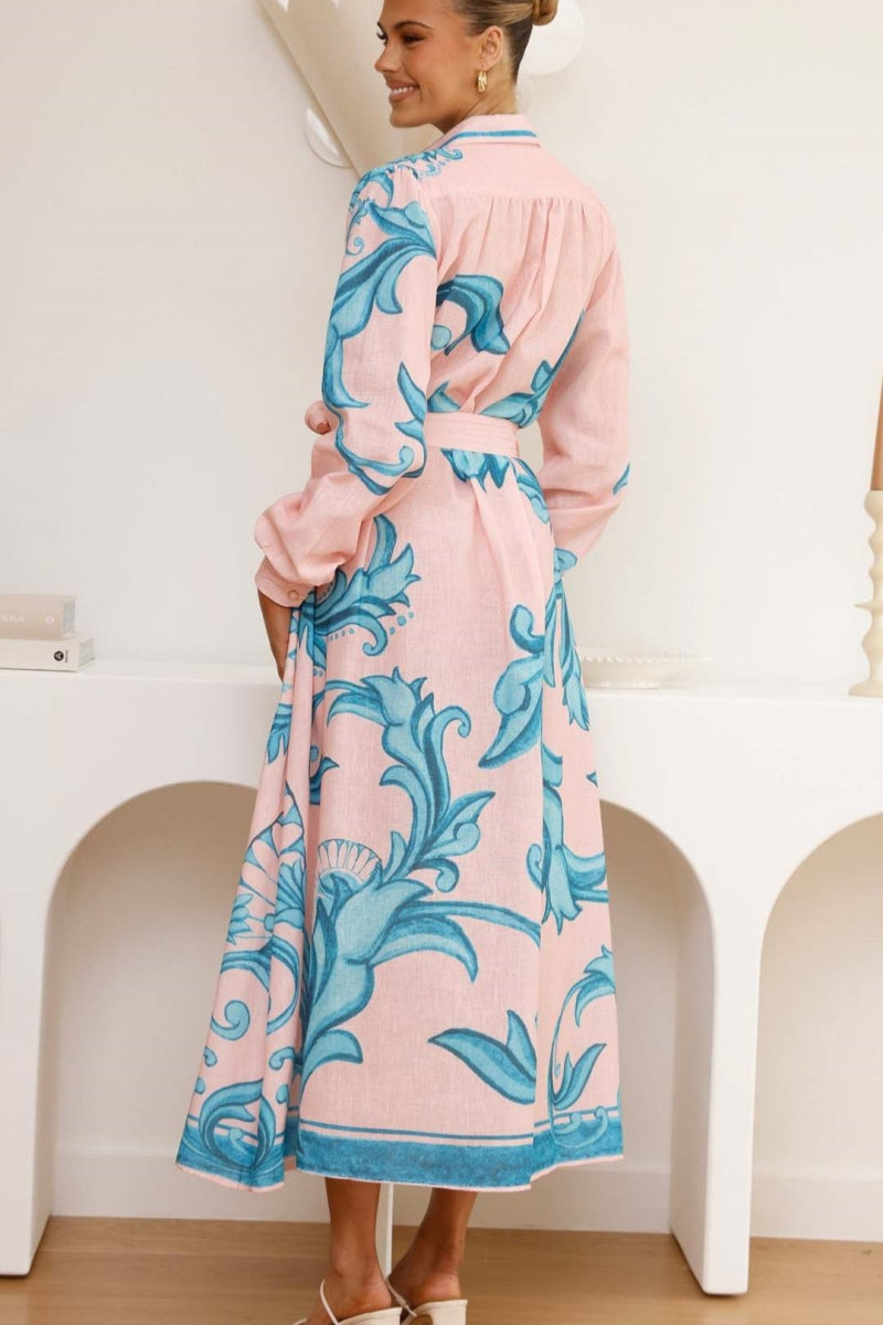 Summer Belted Midi-Length Dress