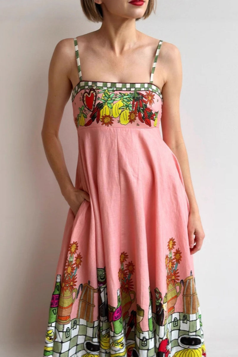 Modern Sexy Linen Print Dress
