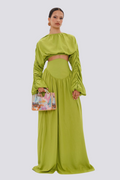 Coordinated Adalicia Long Sleeve Ruched Skirt Set