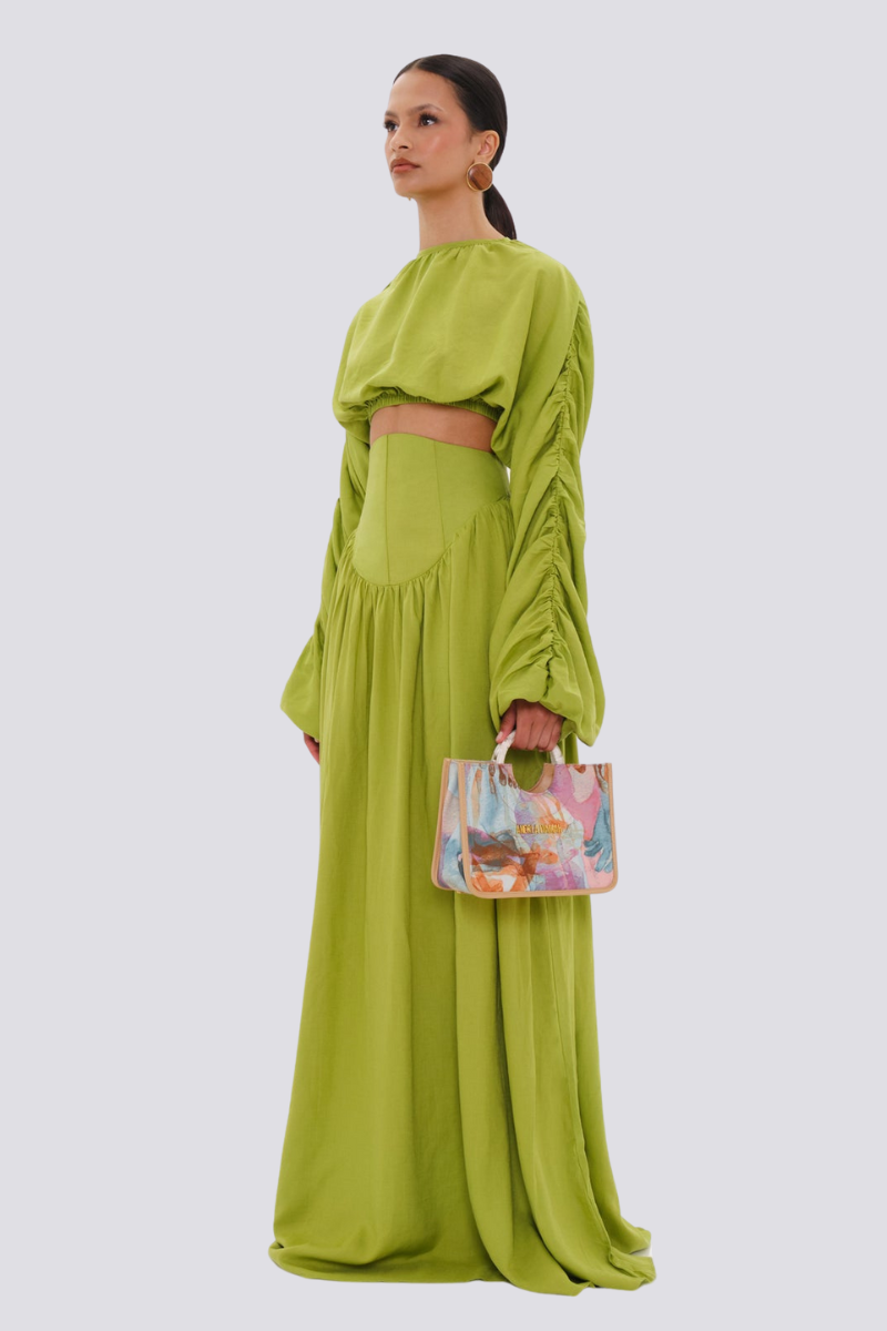 Coordinated Adalicia Long Sleeve Ruched Skirt Set