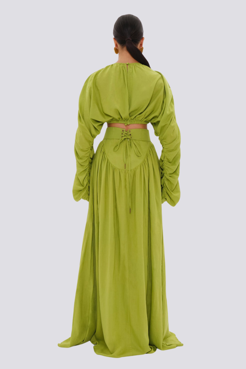 Coordinated Adalicia Long Sleeve Ruched Skirt Set