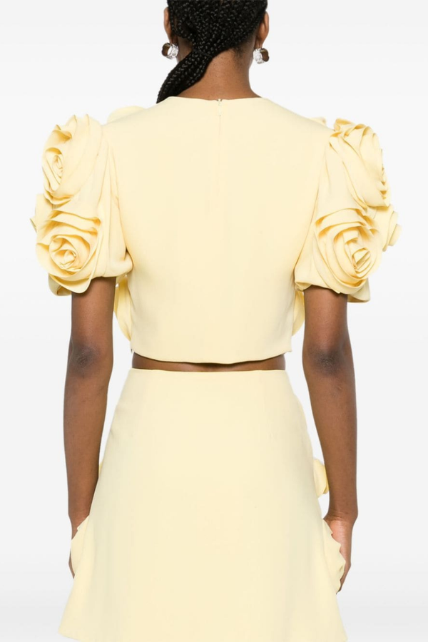 Aelis Puff Shoulder Flower Skirt Set