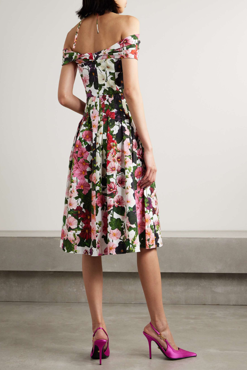 Alianora Off-Shoulder Flower Midi-Length Dress