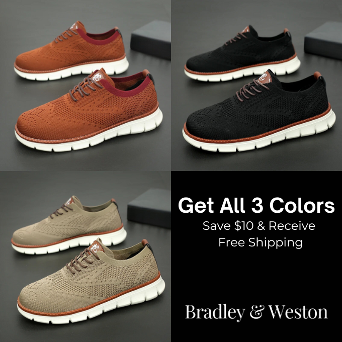 Knit Brogue Shoes with Memory Foam Insole and Breathable Upper