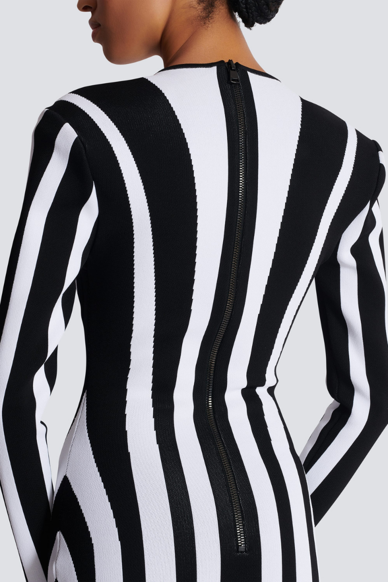 Allison Long Sleeve Striped Knit Mini-Length Dress