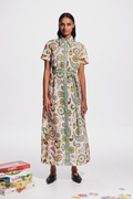 Anouche Short Sleeve Paisley Maxi-Length Dress