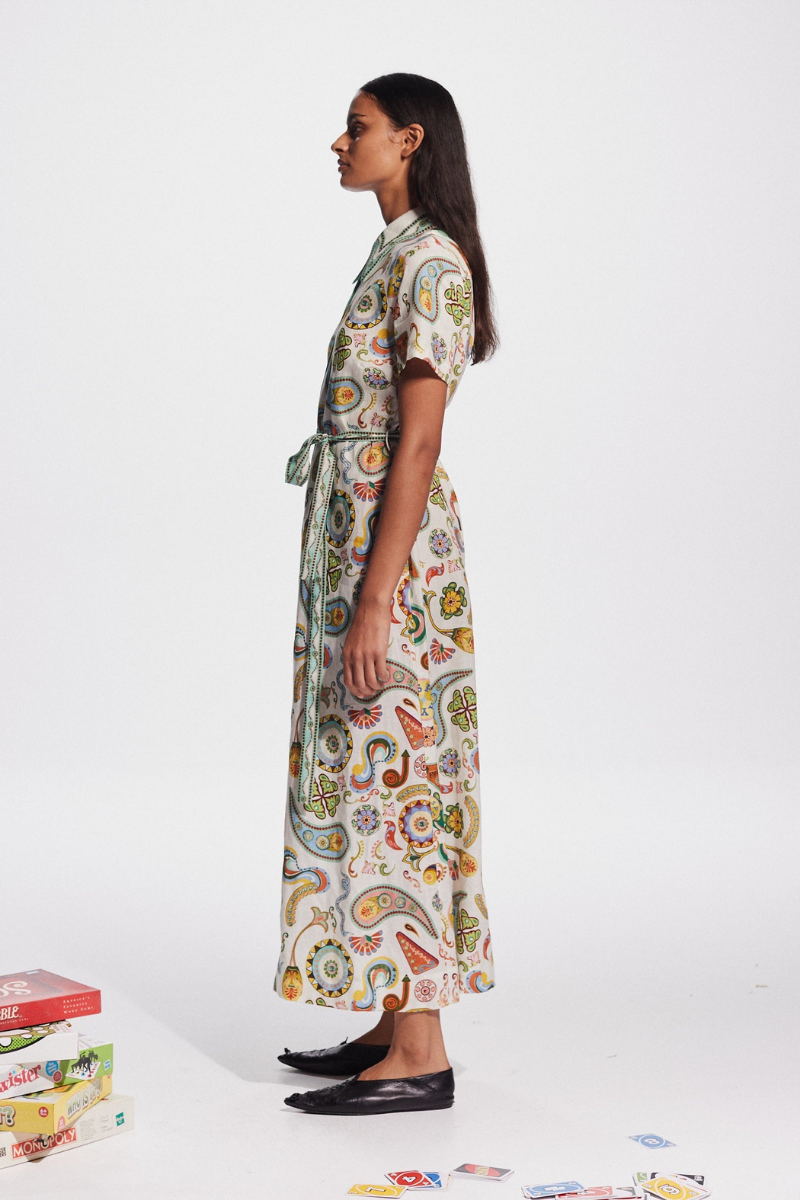 Anouche Short Sleeve Paisley Maxi-Length Dress