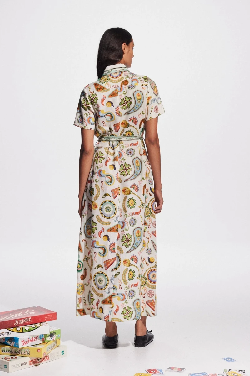 Anouche Short Sleeve Paisley Maxi-Length Dress