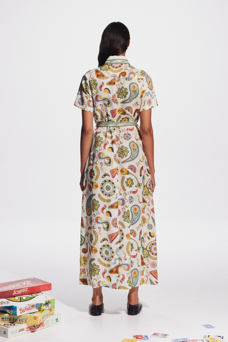 Anouche Short Sleeve Paisley Maxi-Length Dress