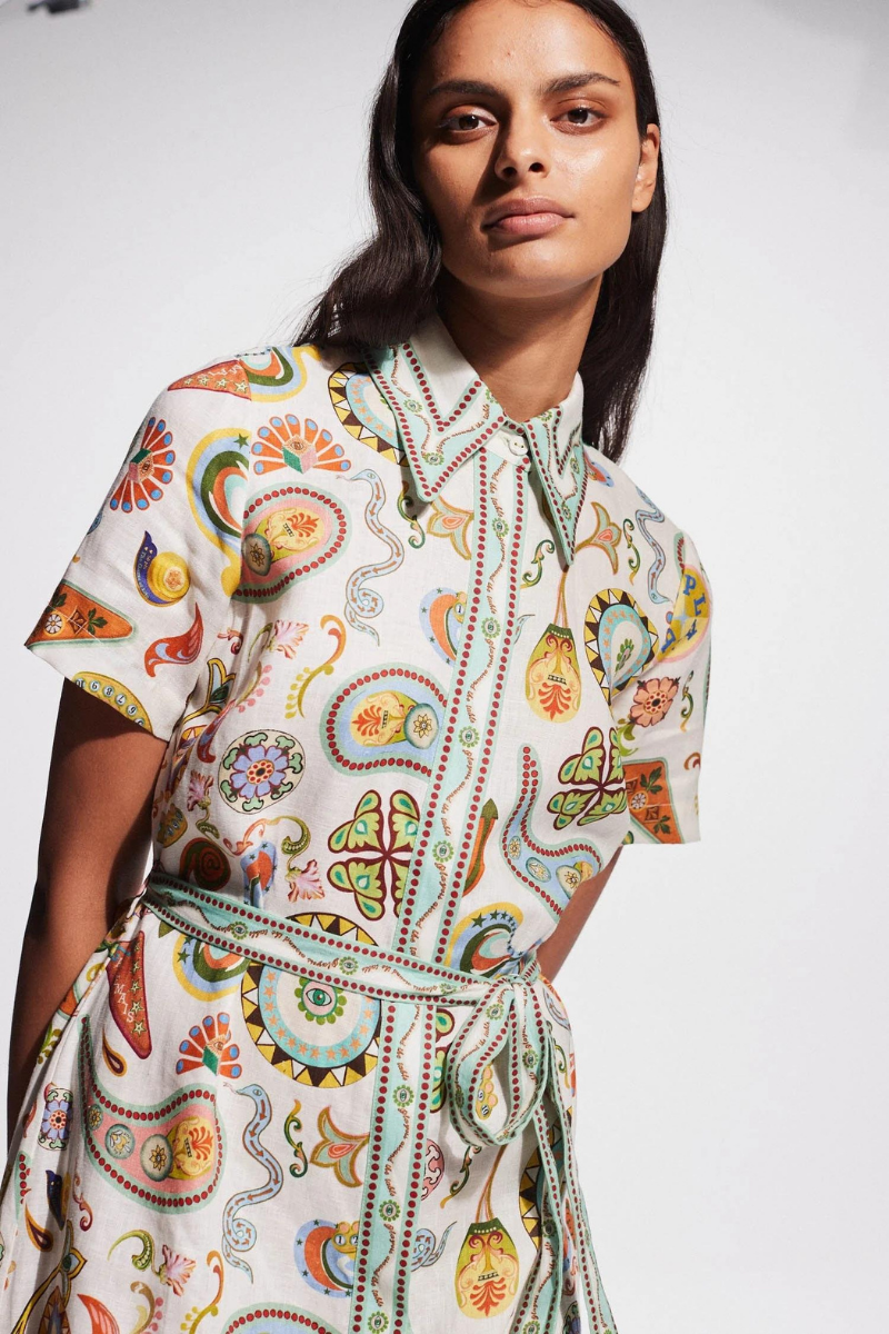 Anouche Short Sleeve Paisley Maxi-Length Dress