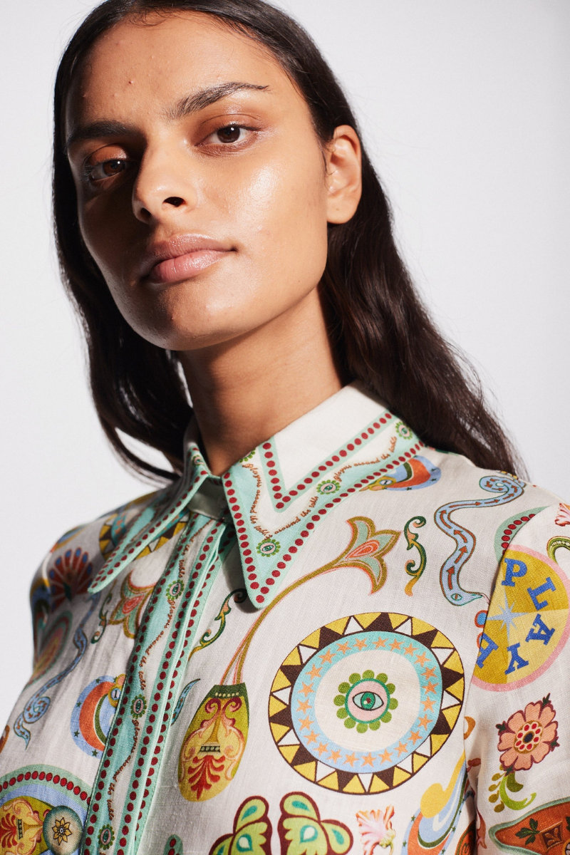 Anouche Short Sleeve Paisley Maxi-Length Dress