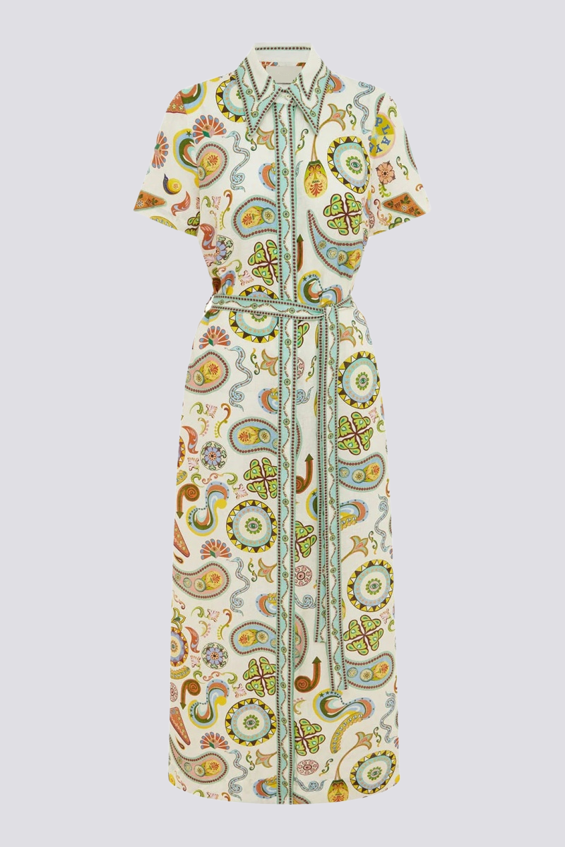 Anouche Short Sleeve Paisley Maxi-Length Dress