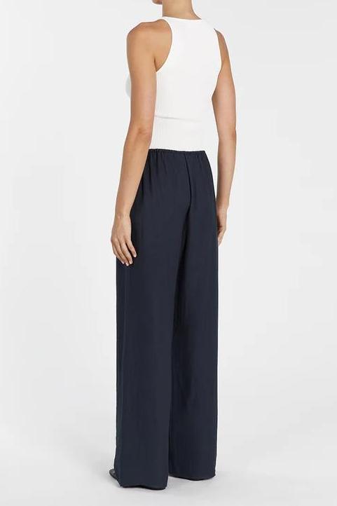 Asymmetrical Twist Detailing Top Linen Blend Trousers Set
