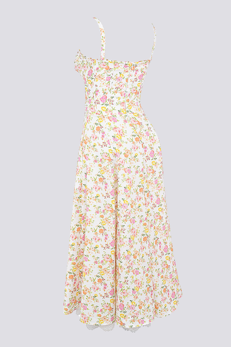 Athenais Flower Ruched Maxi-Length Dress
