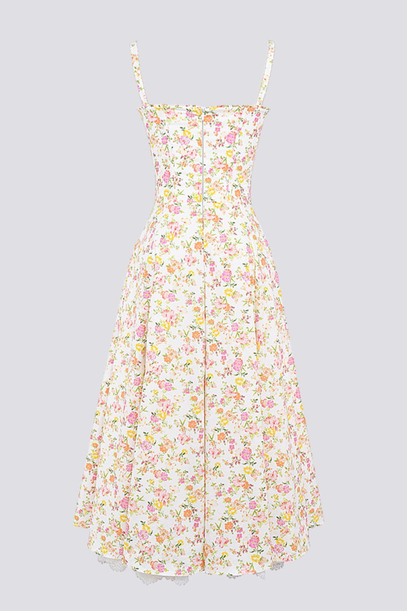 Athenais Flower Ruched Maxi-Length Dress