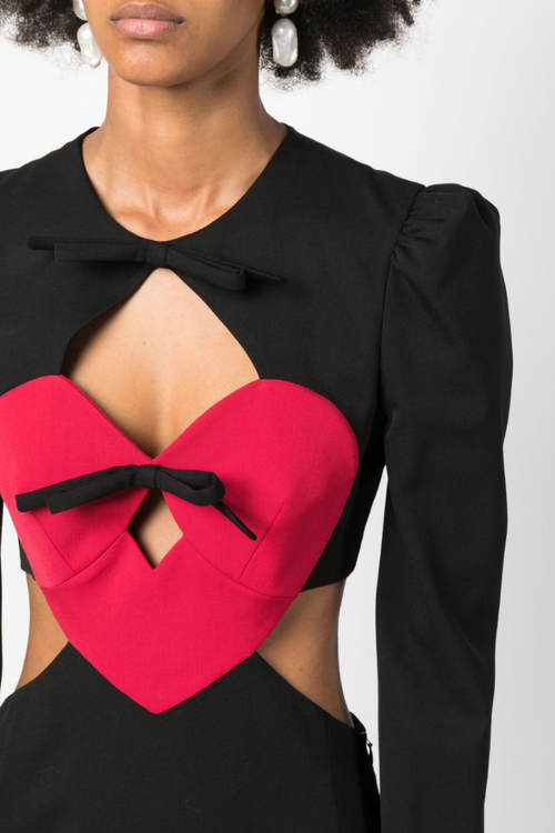 Azura Long Sleeve Bow Cut-Out Mini-Length Dress