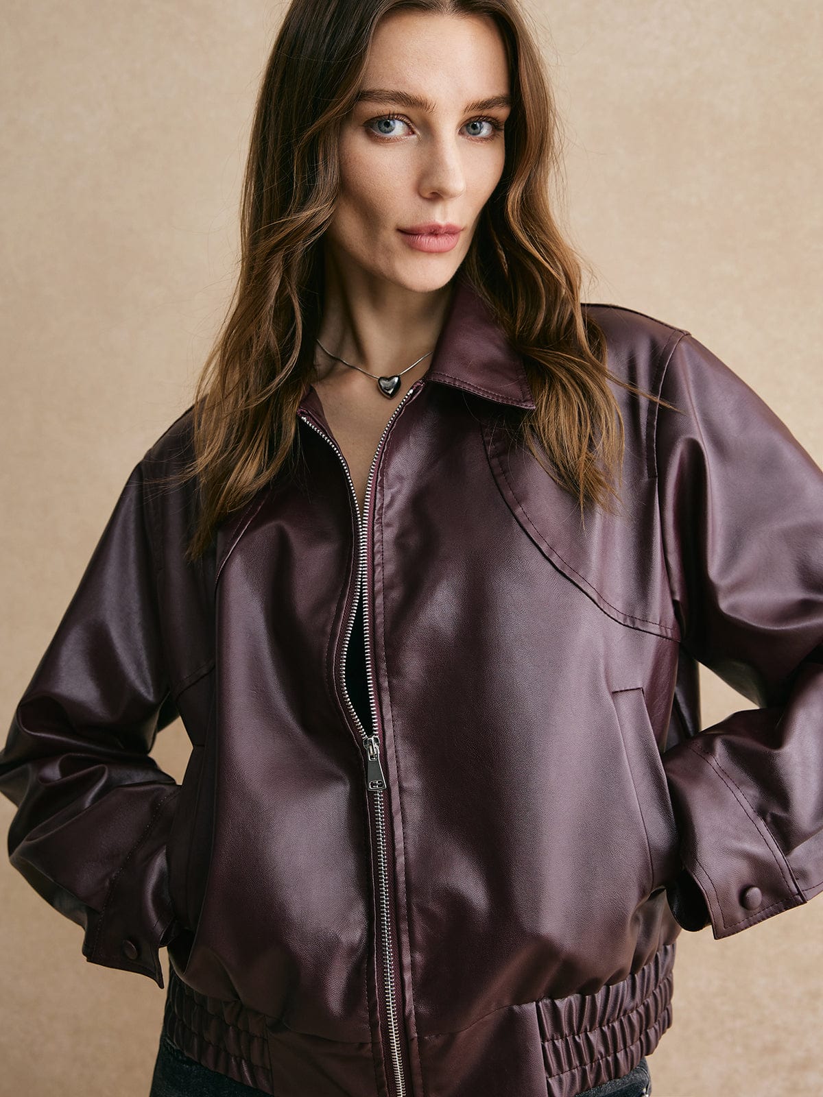 Cropped Leather Jacket with a Modern, Elegant Design