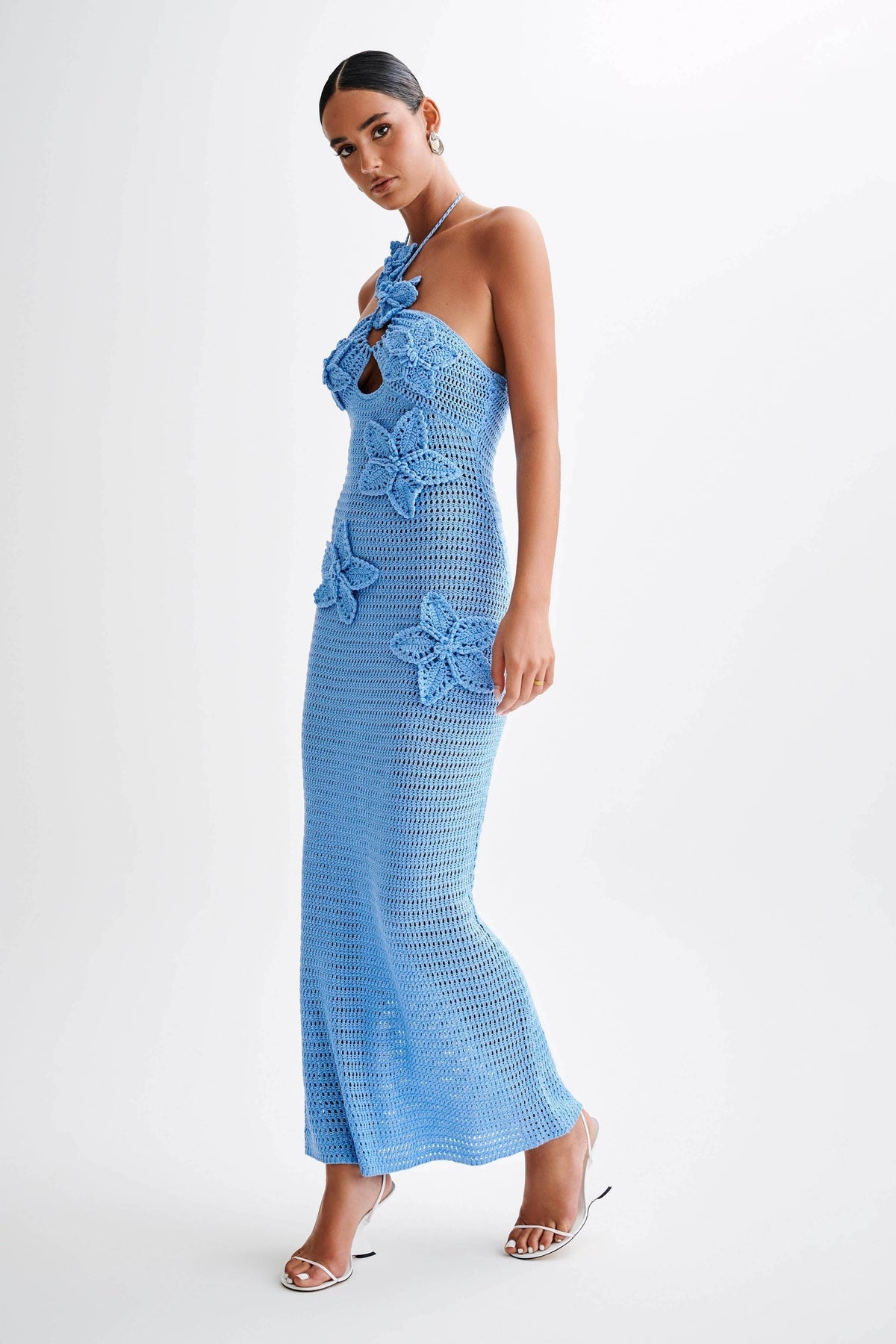 Beverly Flower Applique Crochet Maxi-Length Dress