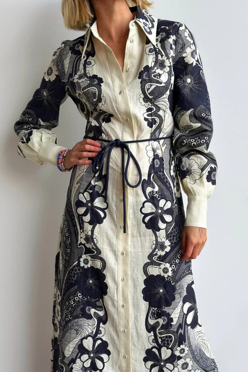 High-Waisted Button-Front Dress