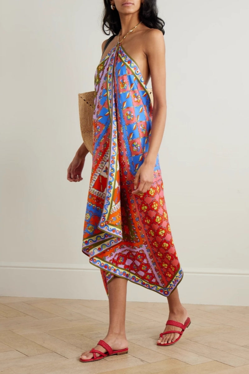 Modern Halter Neck Asymmetrical Dress
