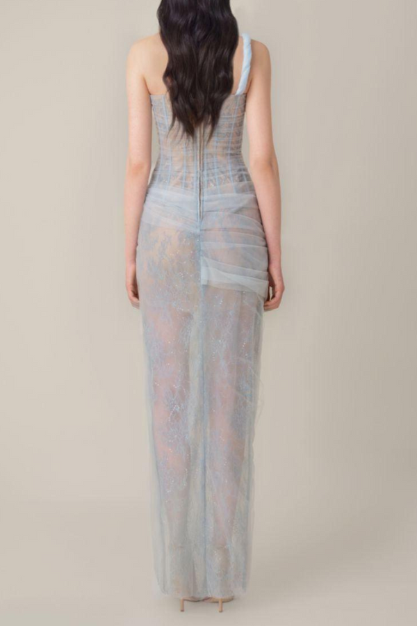Bertille One-Shoulder Maxi-Length Dress In Blue