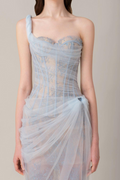 Bertille One-Shoulder Maxi-Length Dress In Blue