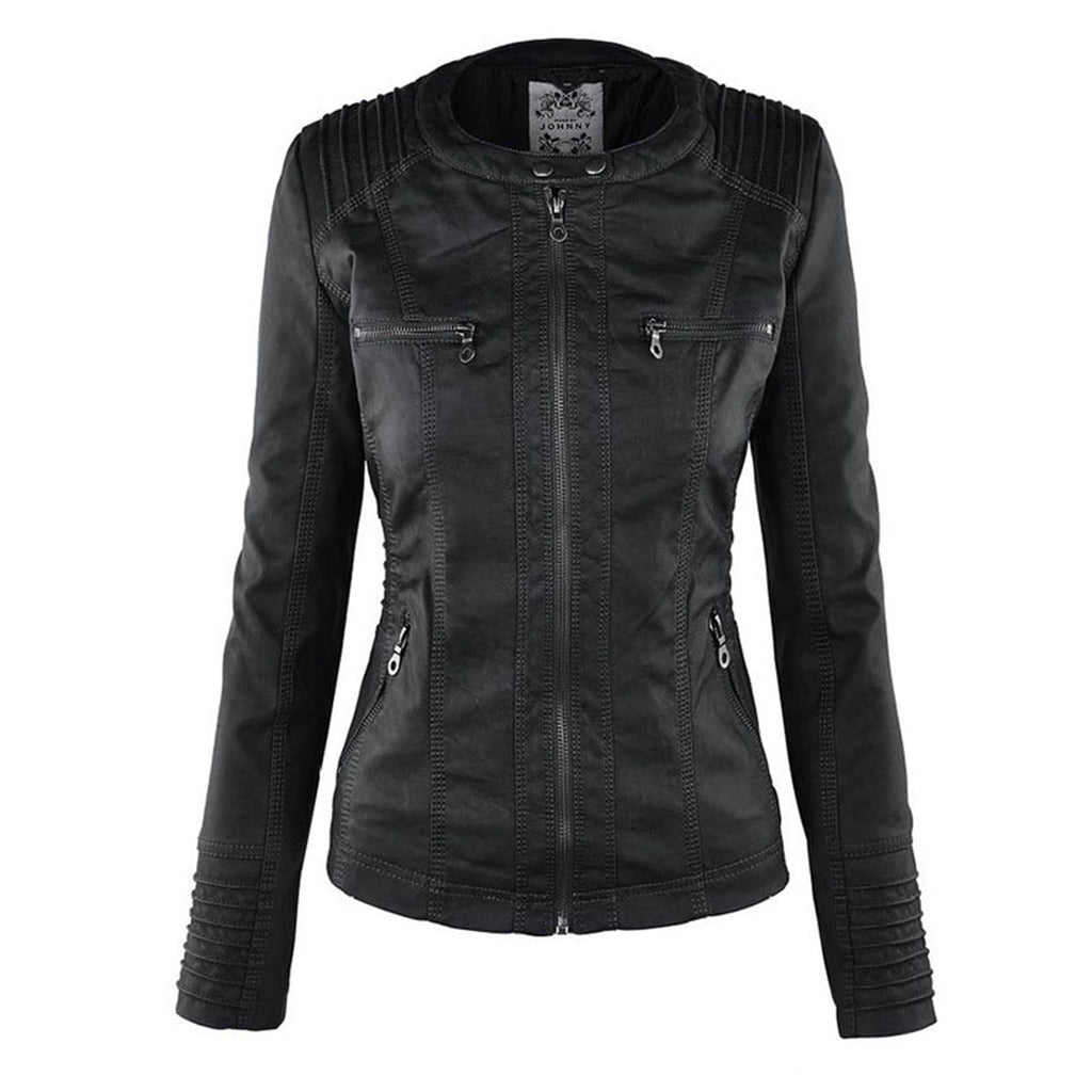 Weatherproof Leather Jacket with Hood
