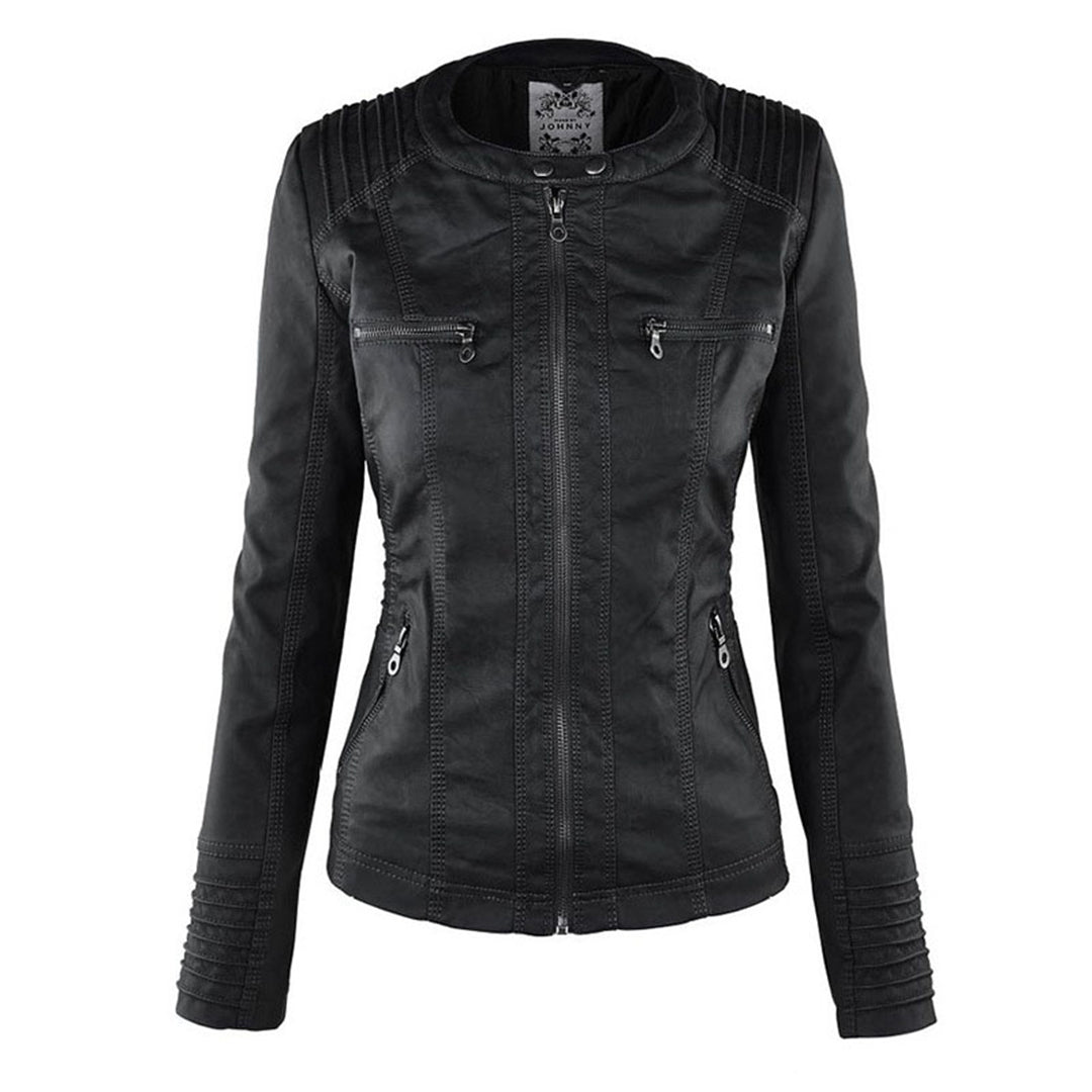 Weatherproof Leather Jacket with Hood