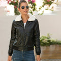 Winter Leather Jacket with Faux Fur Collar