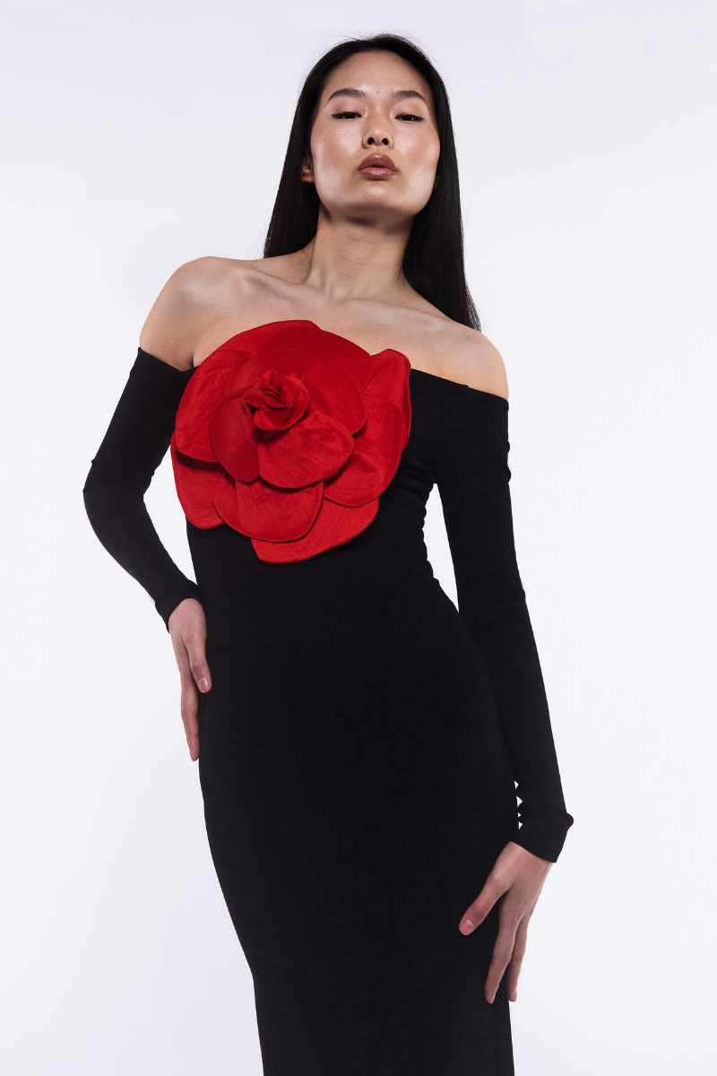 Blandine Off-Shoulder Flower Maxi-Length Dress