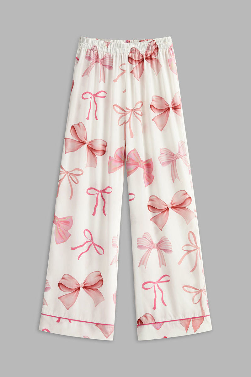 Bow Patterned Button Trousers Set