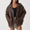 Modern Oversized Leather Jacket with an Urban Look