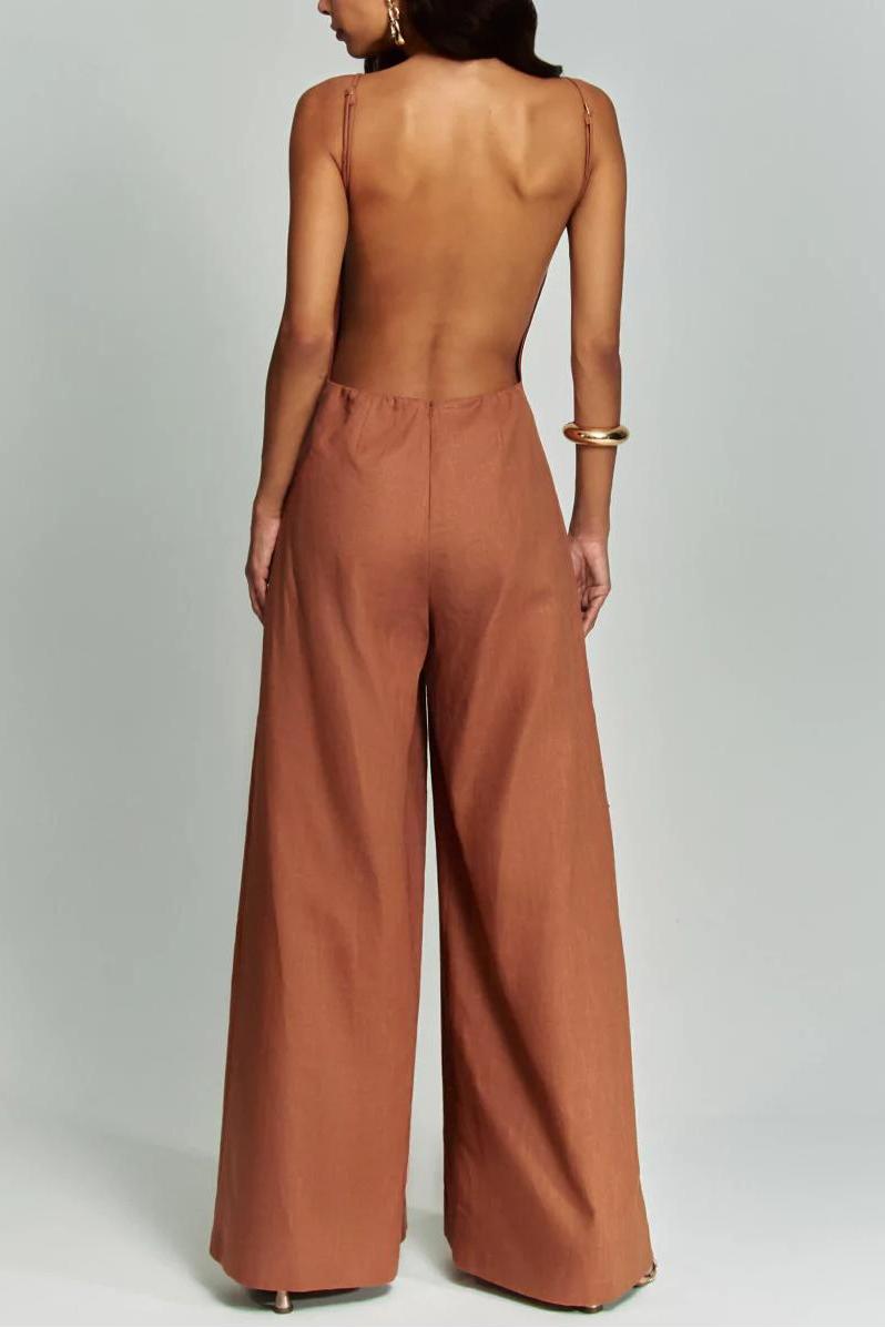 Modern Brown Halter Jumpsuit Radiante