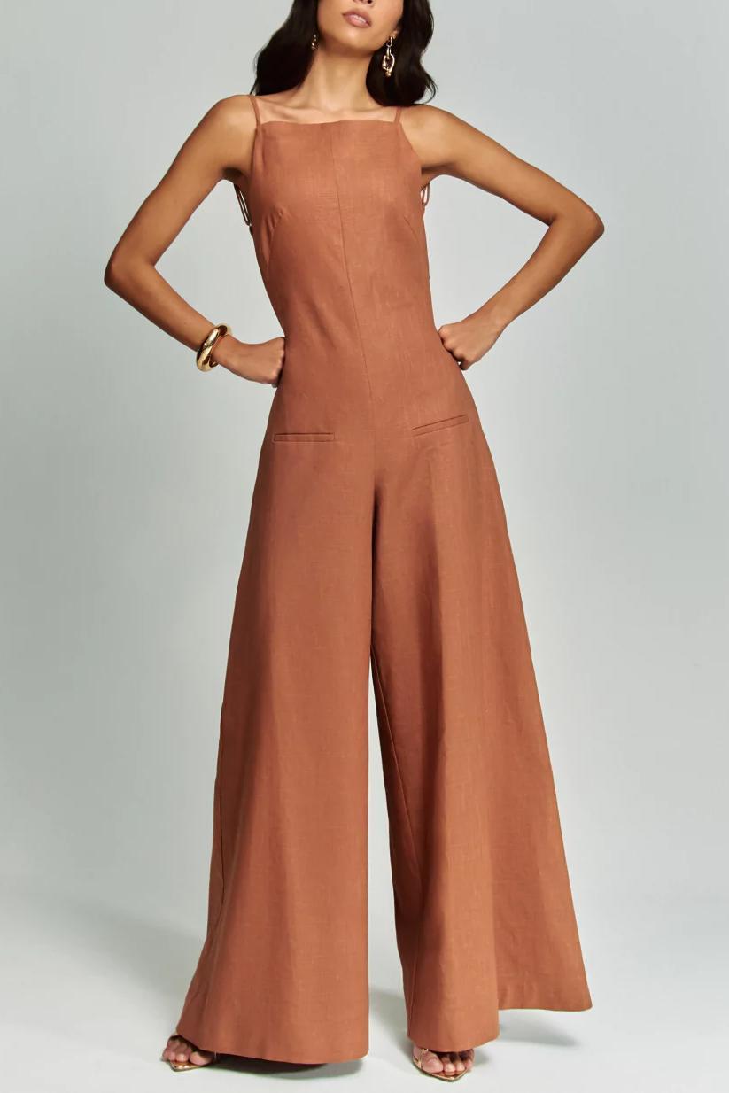 Modern Brown Halter Jumpsuit Radiante