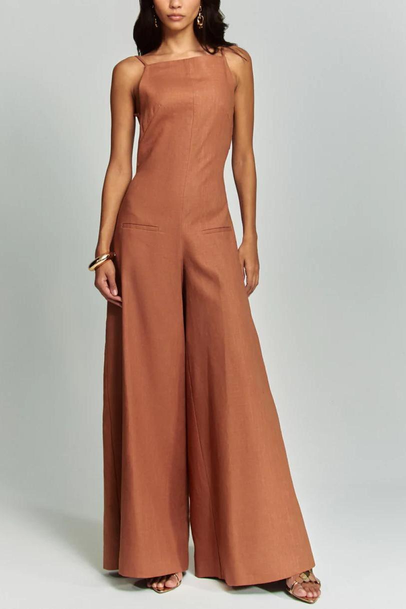 Modern Brown Halter Jumpsuit Radiante