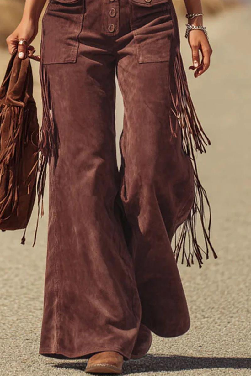 Modern Boho Fringe Micro-Suede Overalls