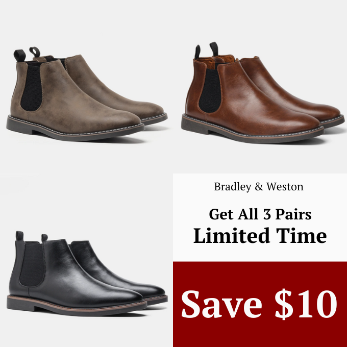 Leather Chelsea Boots with Shock-Absorbing Sole