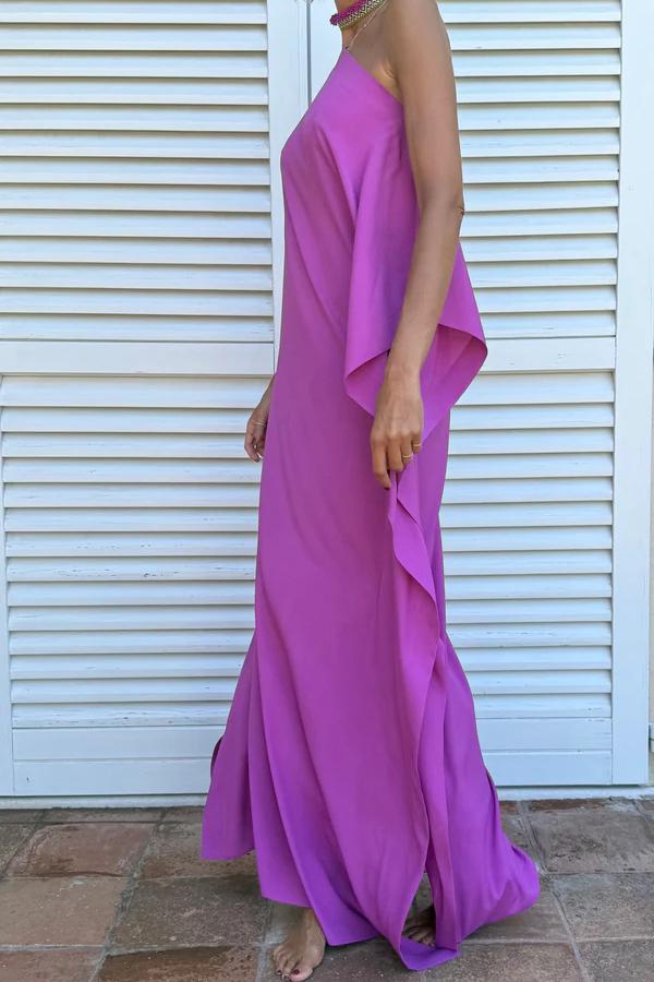Modern Flowing Asymmetric Caftan With Belt