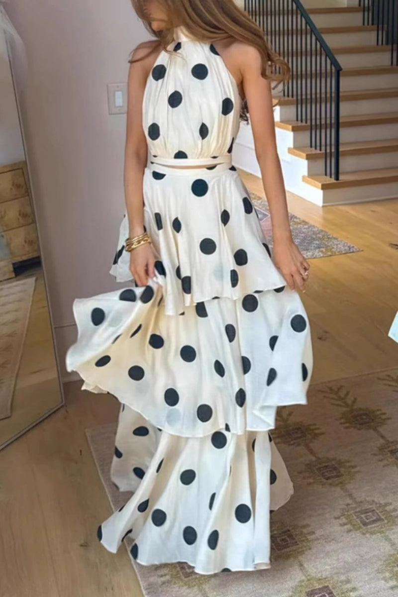 Coordinated Polka Dot Cake Skirt Set