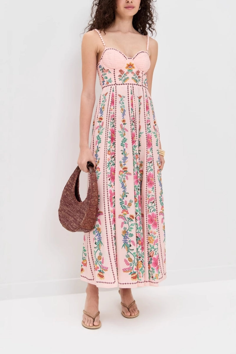 Modern Print Sling Beaded Vacation Dress