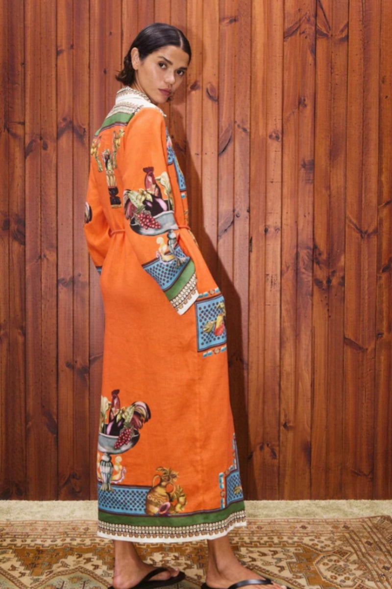 Modern Long-Sleeve Linen Waist Dress