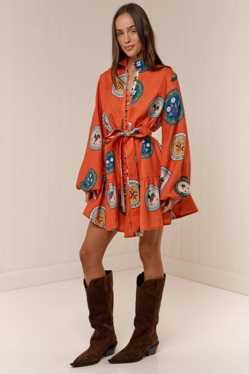 Modern Patchwork Stand-Collar Dress