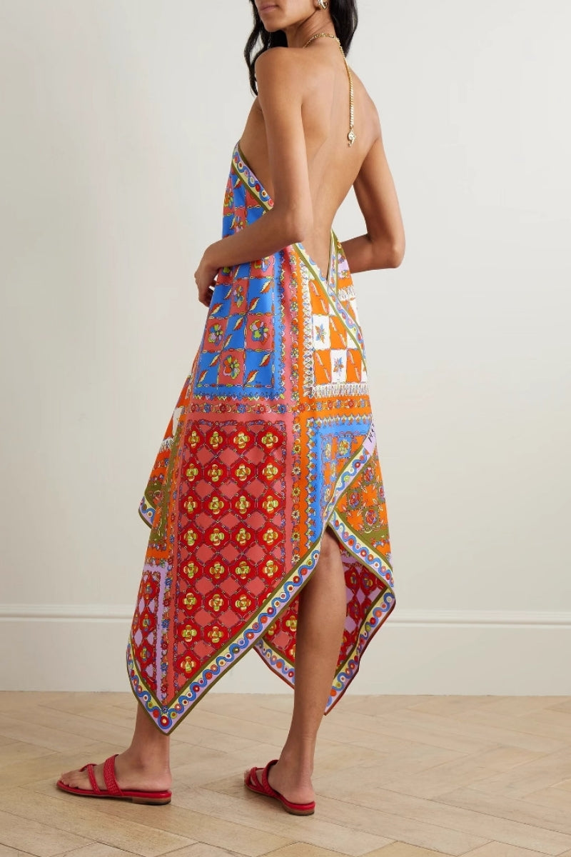 Modern Halter Neck Asymmetrical Dress