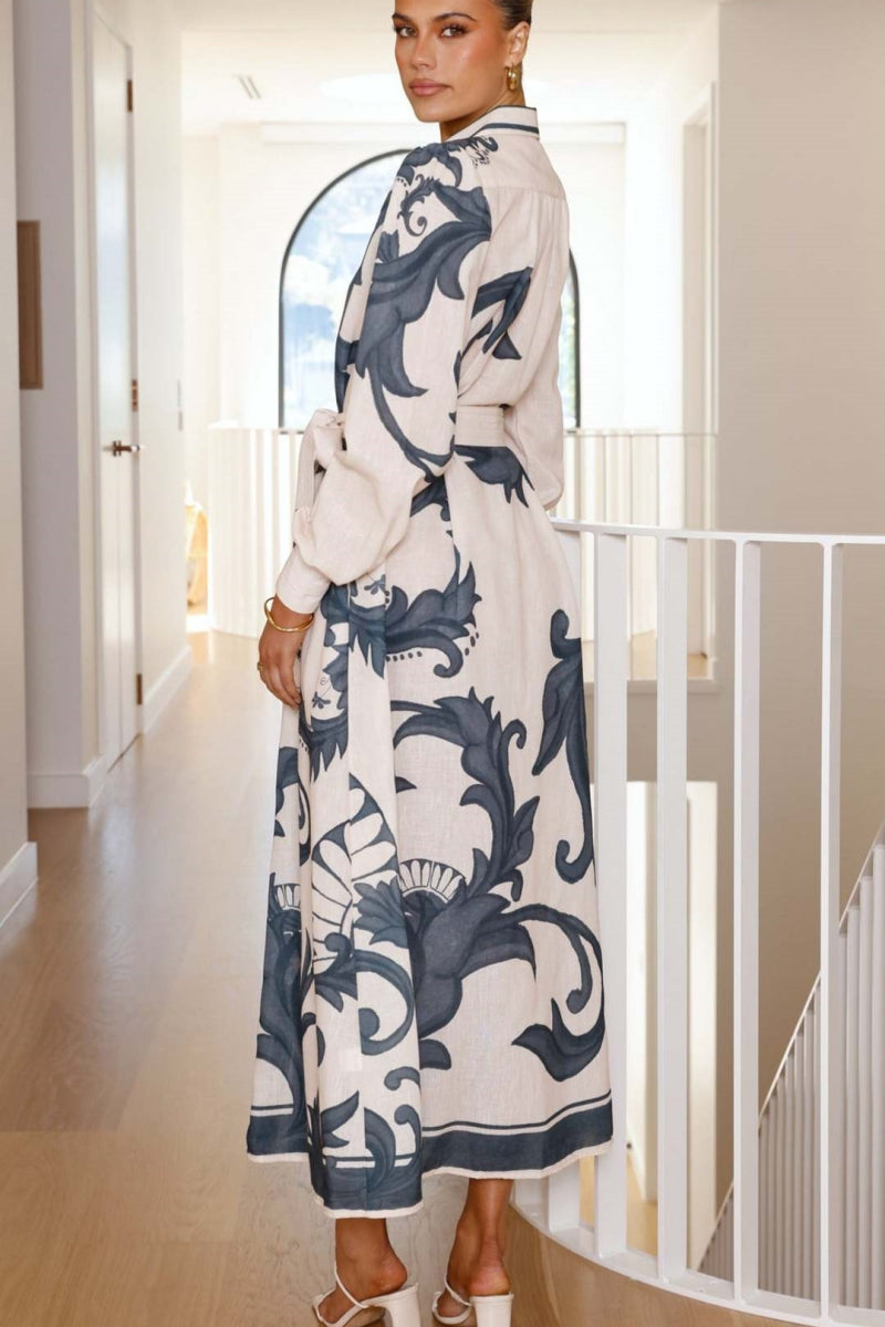 Summer Belted Midi-Length Dress