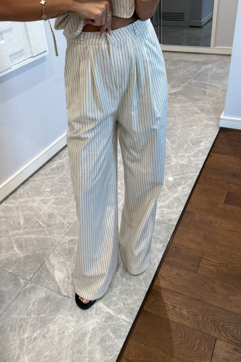 Coordinated One-Shoulder Striped Two-Piece Set