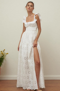 Charline Slit Open-Back Square Neck Maxi-Length Dress