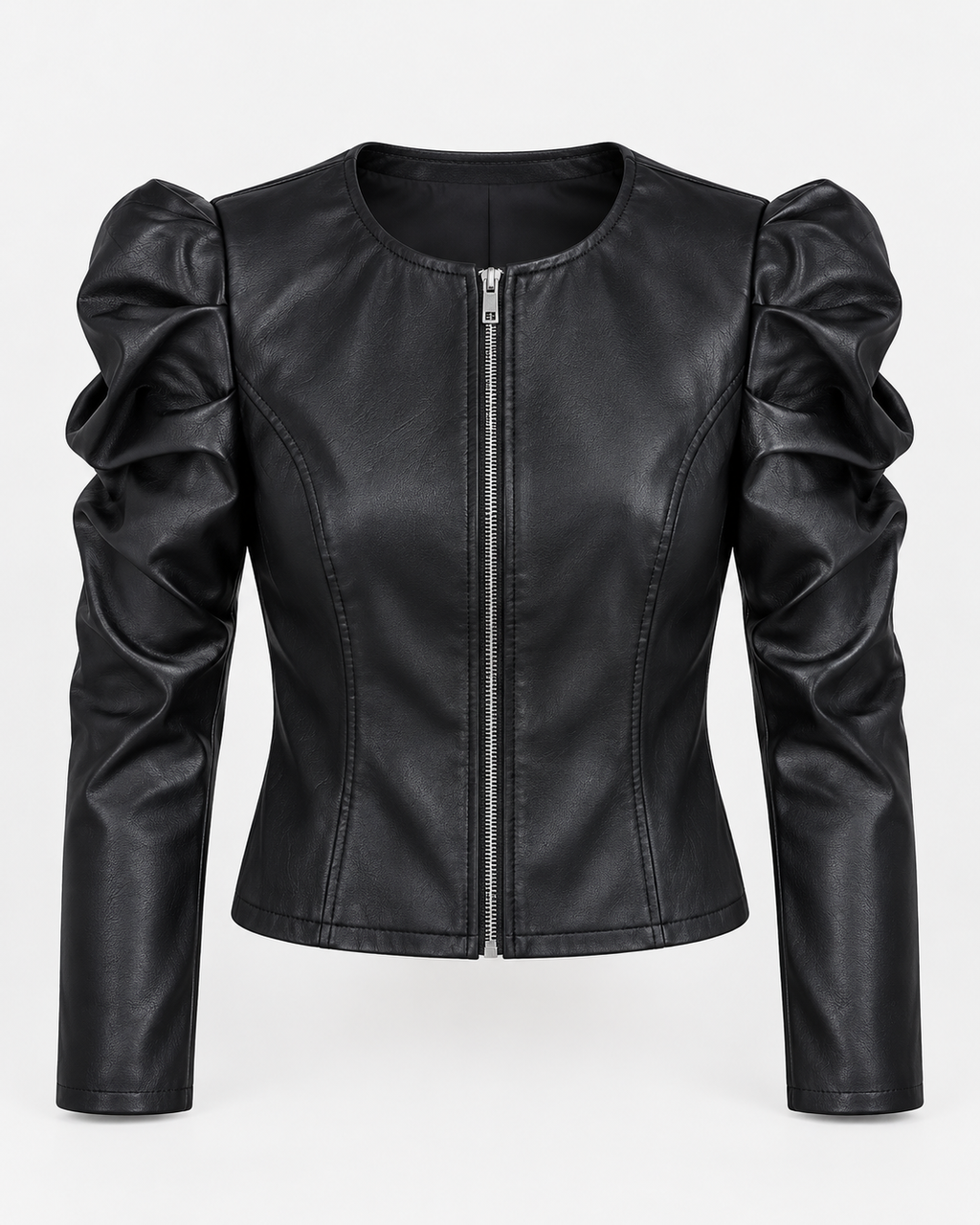 Cropped Black Leather Coat for Fall